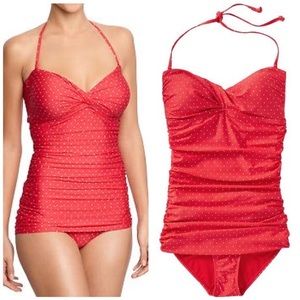 Old Navy Retro Pinup Dot Ruched Swimsuit